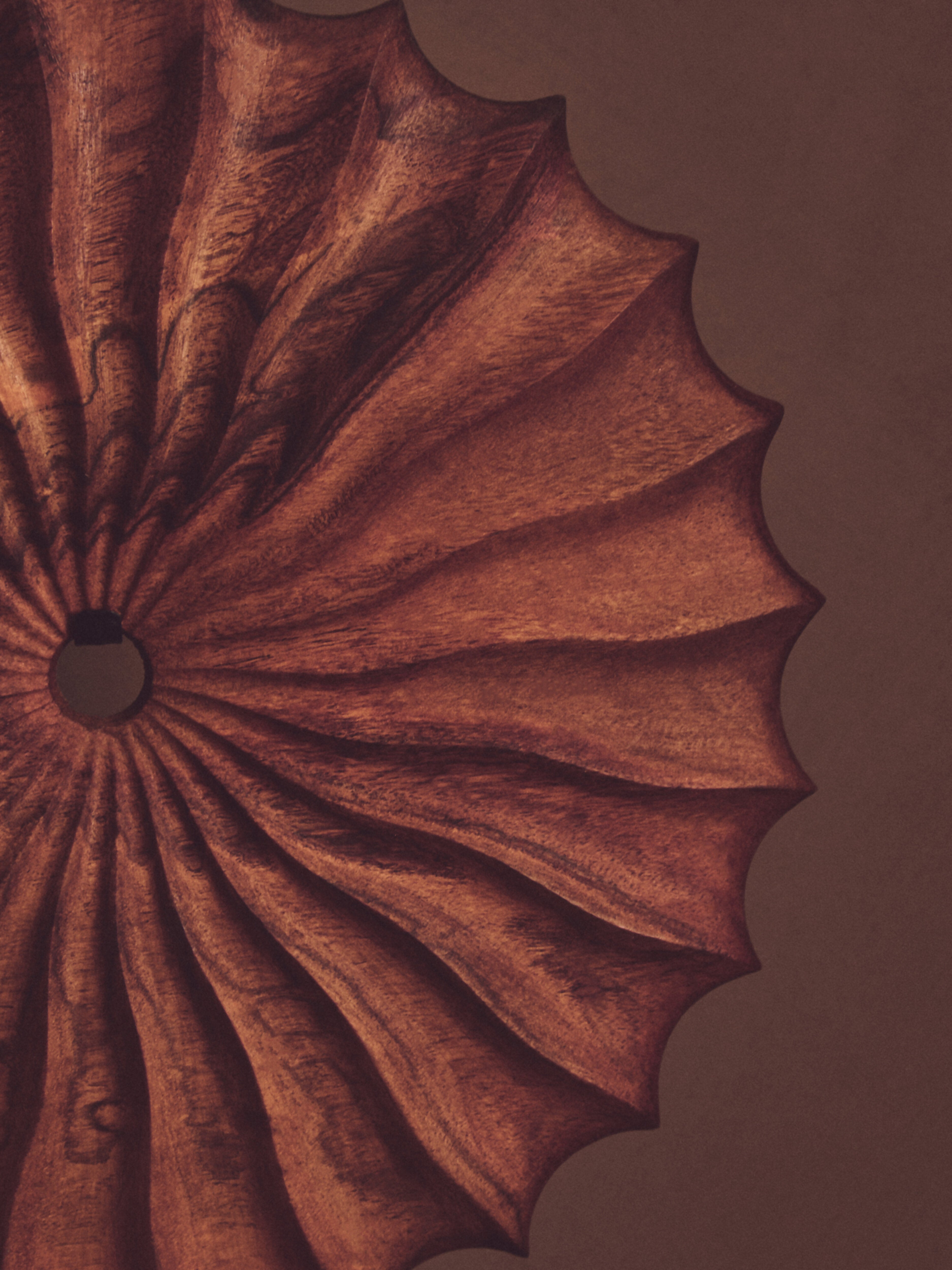 Lindos Brown Wood Round Sculpture With Black Base